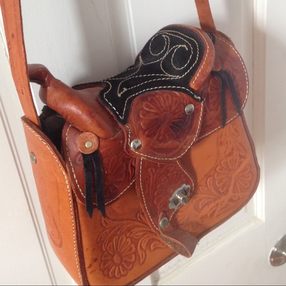 SOLD - Vintage Leather Saddle Satchel Bag